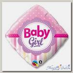 Шар П 18 РОМБ BABY GIRL Горошек Полоски