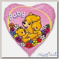 Шарик 18 Baby Мишки на розовом