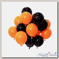 Облако шаров черно-оранжевые 10 шт