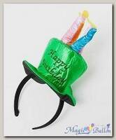 Ободок Зеленая шляпка со свечами Happy birthday