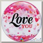 Шар BUBBLE 22 LOVE YOU Конфетти сердец