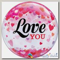 Шар BUBBLE 22 LOVE YOU Конфетти сердец